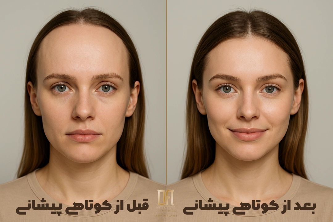 عکس قبل و بعد از جراحی کوتاهی پیشانی در تهران