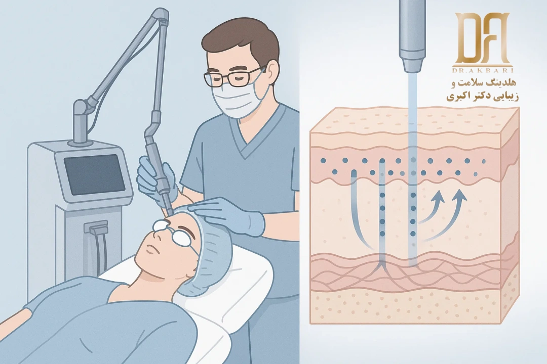 عملکرد لیزر CO2 فرکشنال و نتایج جوانسازی پوست در کلینیک دکتر اکبری، فرمانیه تهران