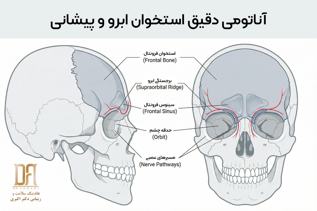نمای آناتومیک استخوان پیشانی و برجستگی استخوان ابرو؛ یکی از پایدارترین شاخص‌های ساختاری صورت